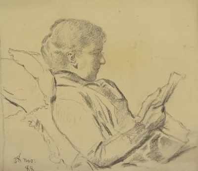 Luise Scholderer Zeitung Lesend