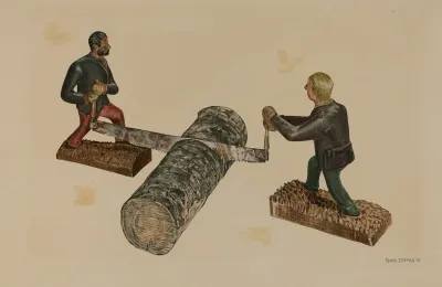 Lumberjacks Sawing A Log