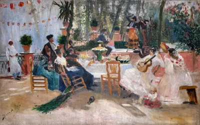 Lunch During La Feria In Granada Sketch