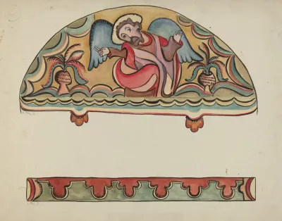Lunette And Detail From Altar Church At Sanctuario Chimayo