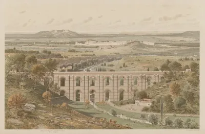 Lutece Au Bas Empire Aqueduc Darcueil Au Premier Plan Palais Et Citadelle A Larriere Plan