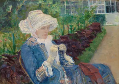 Lydia Crocheting In The Garden At Marly