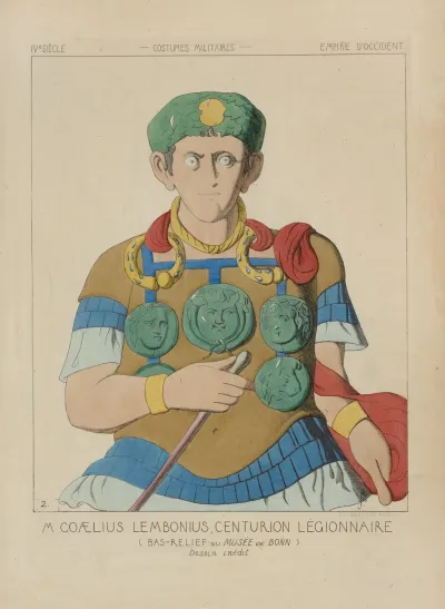 M Coaelius Lembonius Centurion Legionnaire Bas Relief Du Musee De Bonn Dessin Inedit
