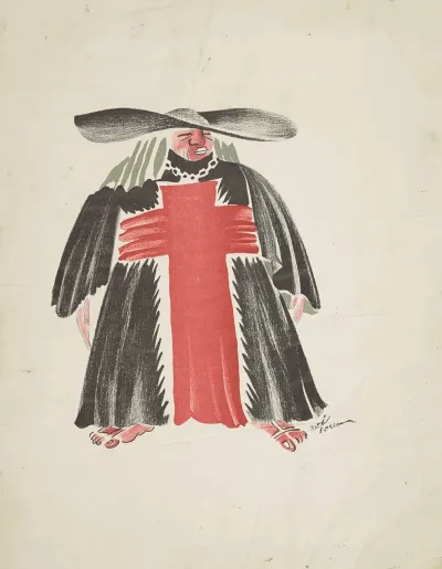 Macbeth Voodoo Black Robe With Red Cross Emblem
