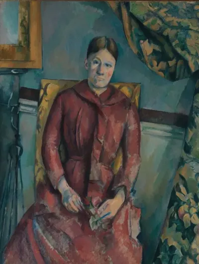 Madame Cezanne Hortense Fiquet 1850 1922 In A Red Dress