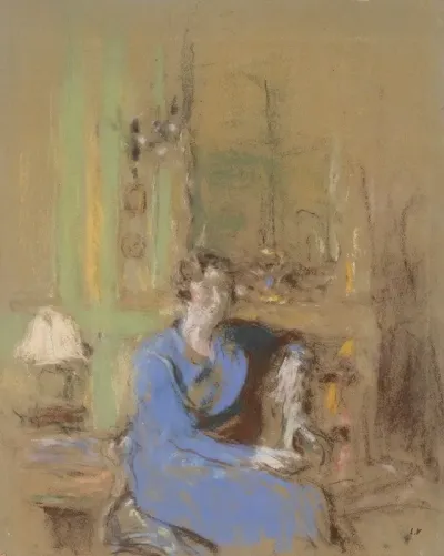 Madame Lucien Sauphar Assise Dans Son Salon