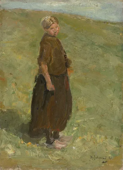 Madchen Auf Der Dune Stehend Nach Rechts