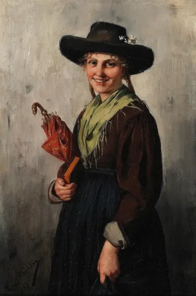 Madchen Beim Kirchgang