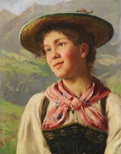 Madchen In Alpenlandischer Tracht