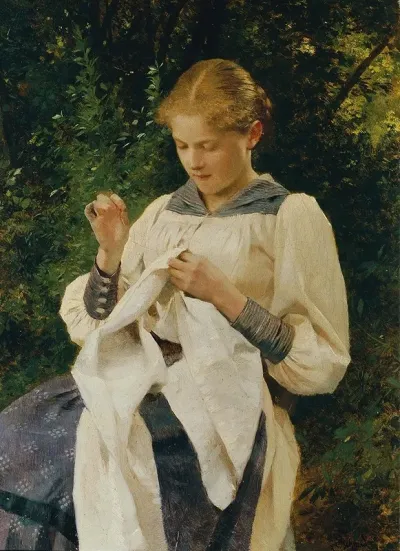 Madchen Mit Handarbeit Marianne Von Scheibenhof Goriany