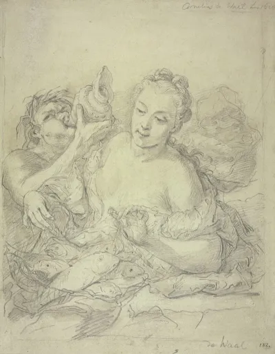 Madchen Mit Triton Und Fischen