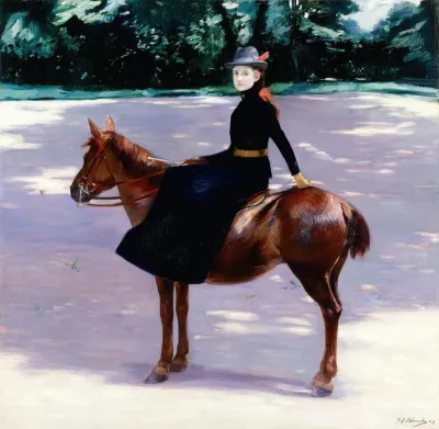 Mademoiselle Meuriot Sur Son Poney
