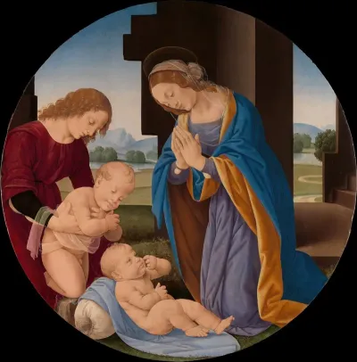 Madonna Adoring The Child With The Infant Saint John The Baptist And An Angel