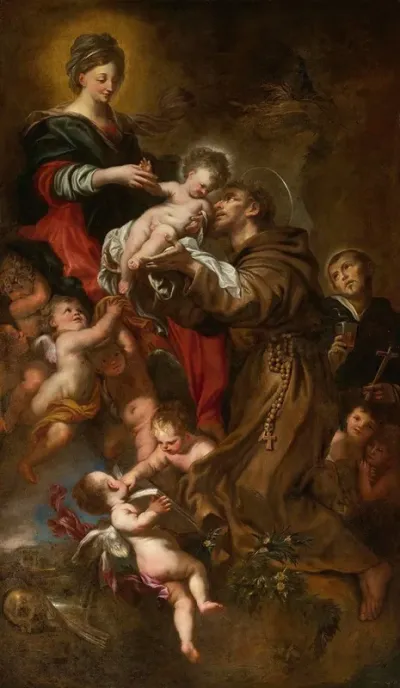 Madonna And Child Adored By Saint Francis Of Assisi