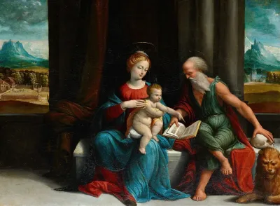 Madonna And Child And St Jerome