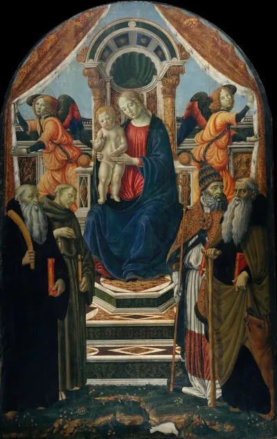 Madonna And Child Enthroned With Saints And Angels