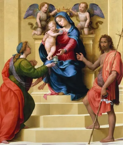Madonna And Child Enthroned With Saints Mary Magdalen And John The Baptist