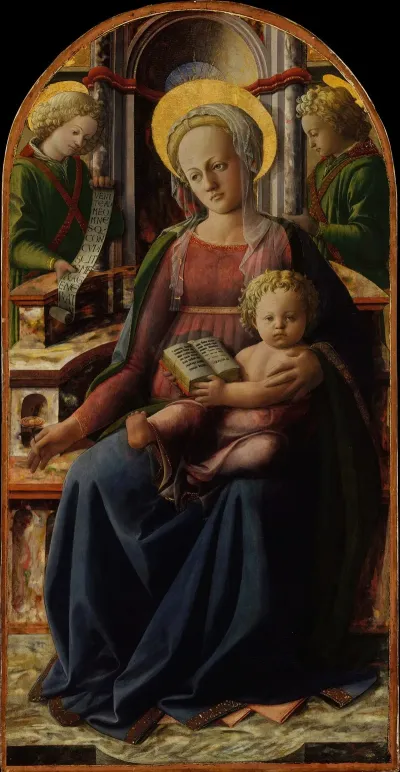 Madonna And Child Enthroned With Two Angels