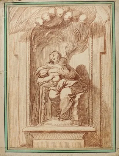 Madonna And Child Seated In A Niche
