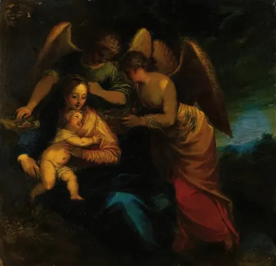 Madonna And Child Surrounded By Angels 2