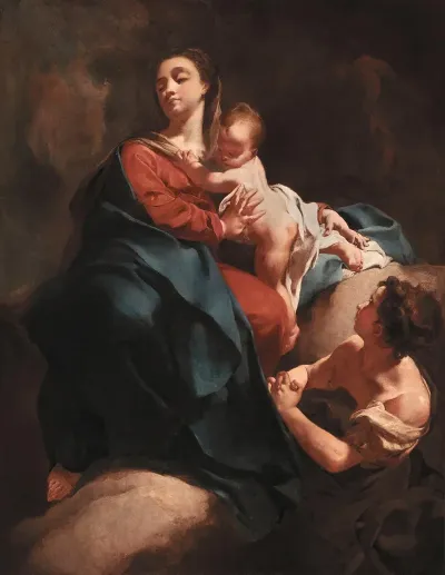 Madonna And Child With An Adoring Figure