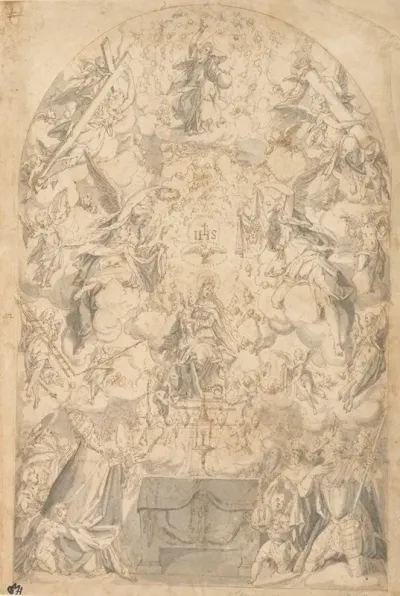 Madonna And Child With Angels Bearing Symbols Of The Passion