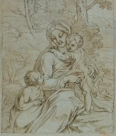 Madonna And Child With Saint John Seated In A Landscape
