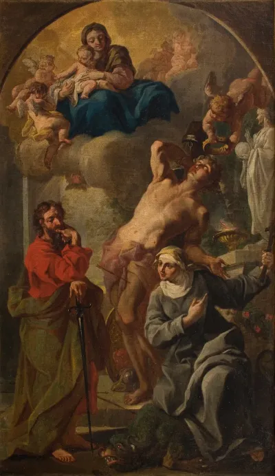 Madonna And Child With Saints Sebastian Paul And Martha Acceptance Of Saint Sebastian Into The Group Of Holy Martyrs