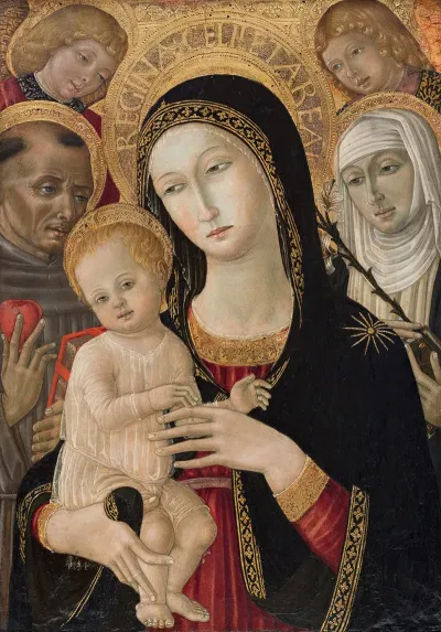Madonna And Child With St Catherine Of Siena Saint Anthony Of Padua And Angels