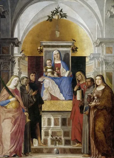Madonna And Child With Sts Catherine Francis Of Assisijohn The Baptist_john The Evangelist Antony Of Padua And Mary Magdalene_