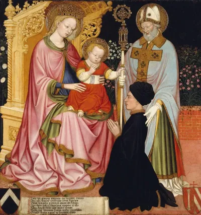 Madonna And Child With The Donor Pietro De Lardi Presented By Saint Nicholas