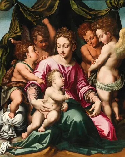 Madonna And Child With The Infant Saint John The Baptist And Angels