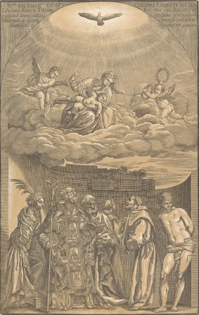 Madonna In Glory With Six Saints After Titian