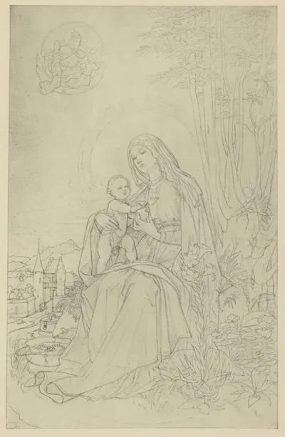 Madonna Mit Dem Kinde In Deutscher Landschaft