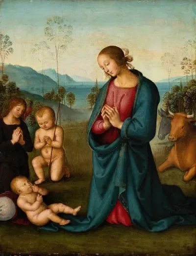 Madonna The Infant St John And An Angel Worshiping The Christ Child