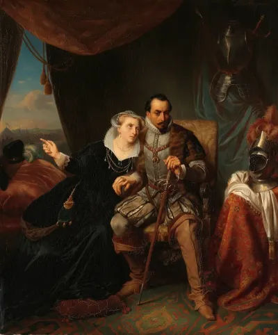 Magdalena Moons Begs Her Fiance Francisco Valdez To Postpone The Storming Of Leiden Another Night 1574