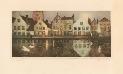 Maisons Au Bord Dun Canal Le Soir