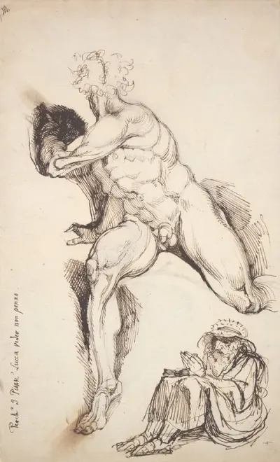Male Nude And Seated Hermit