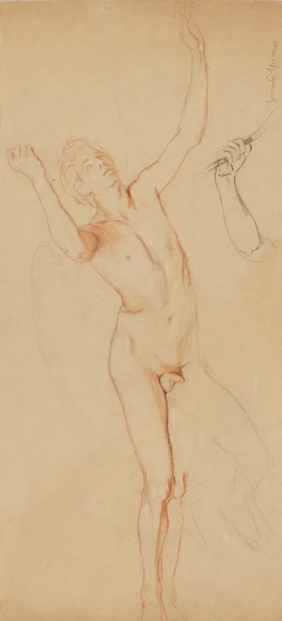 Male Nude Below Study Of A Hand