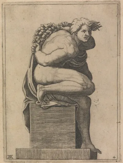 Male Nude From Panel Of God Separating The Waters