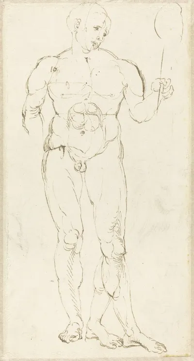 Male Nude Holding A Mirror Recto