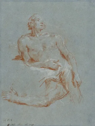 Male Nude Leaning On His Elbow Verso