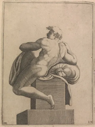 Male Nude Seated From Panel Of God Separating The Waters 2