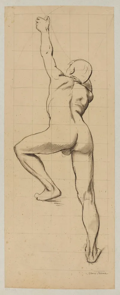 Male Nude Shooting A Bow