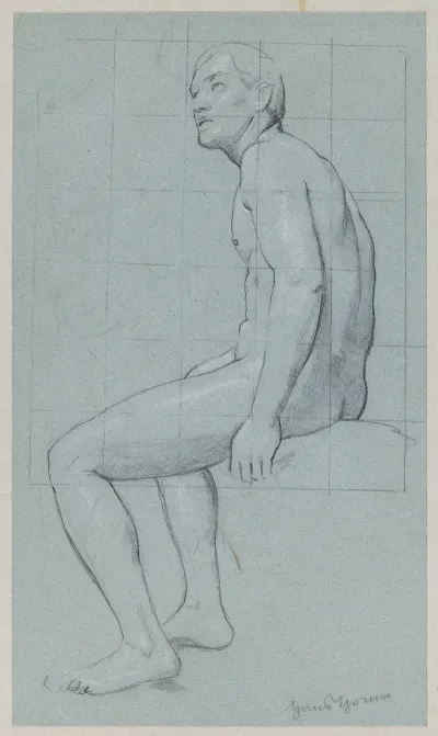 Male Nude Sitting In Profile 2