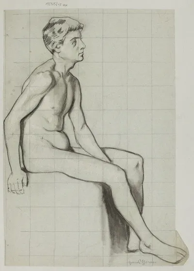 Male Nude Sitting In Profile