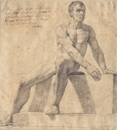 Male Nude Sitting On A Pedestal