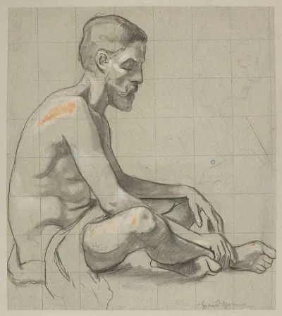 Male Nude Sitting Outline Of A Female Figure