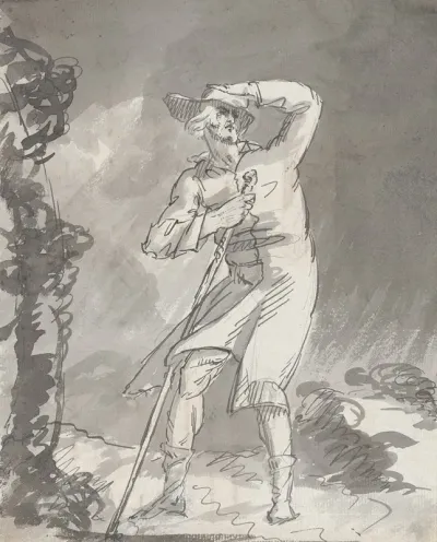 Male Traveler In A Storm