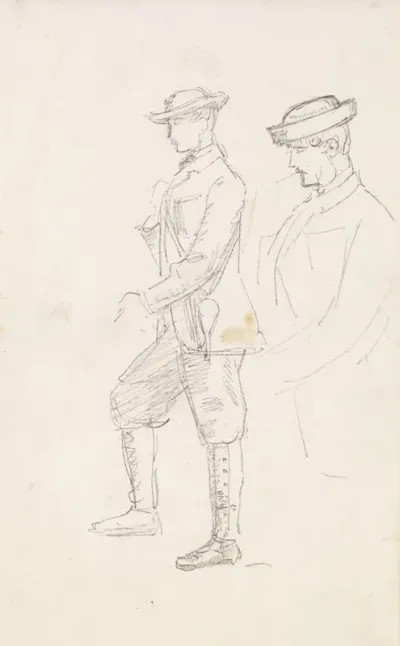 Male Two Sketches Of A Young Man Dressed For Shooting